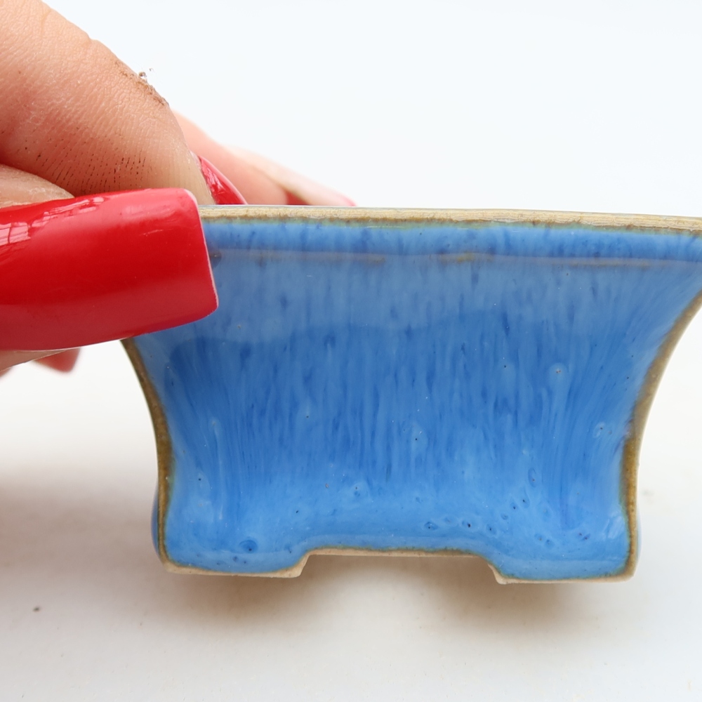 Ceramic bonsai pot, 5.5 x 3.5 x 3 cm, blue