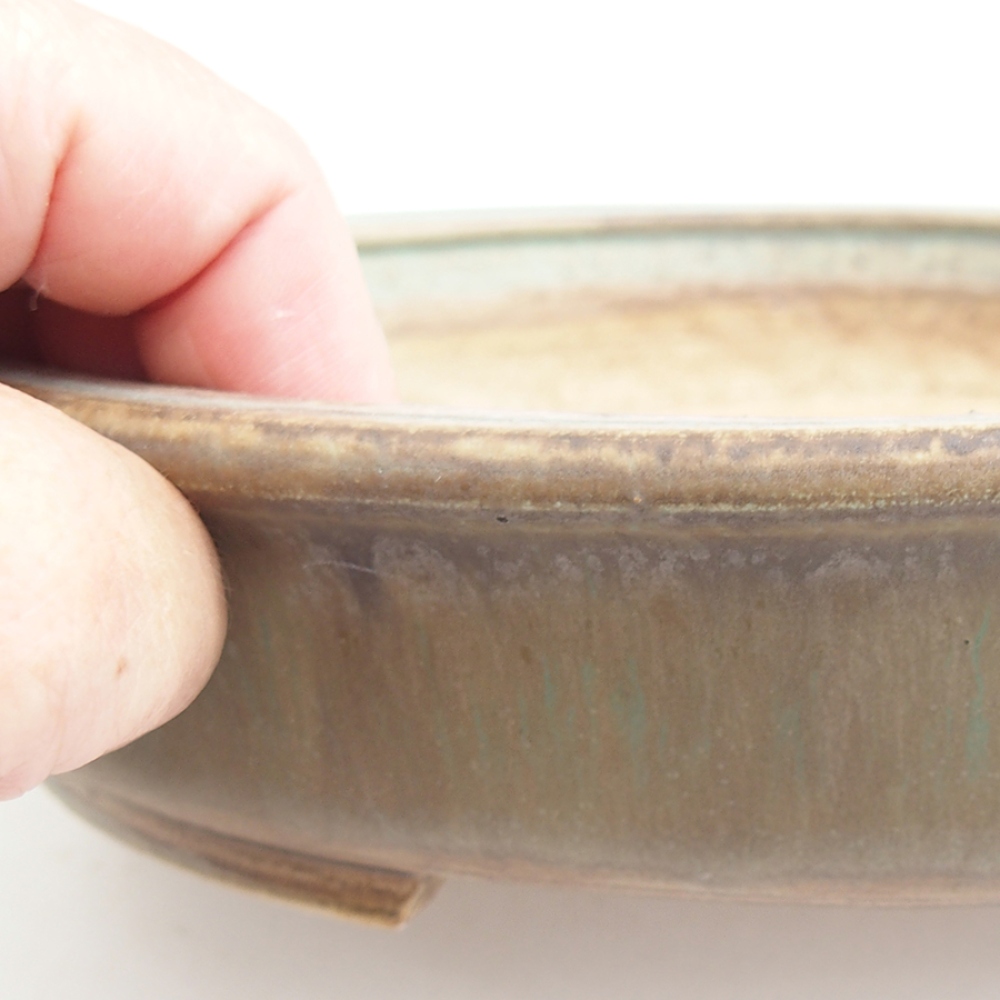 Ceramic bonsai bowl 23 x 19,5 x 4,5 cm, green