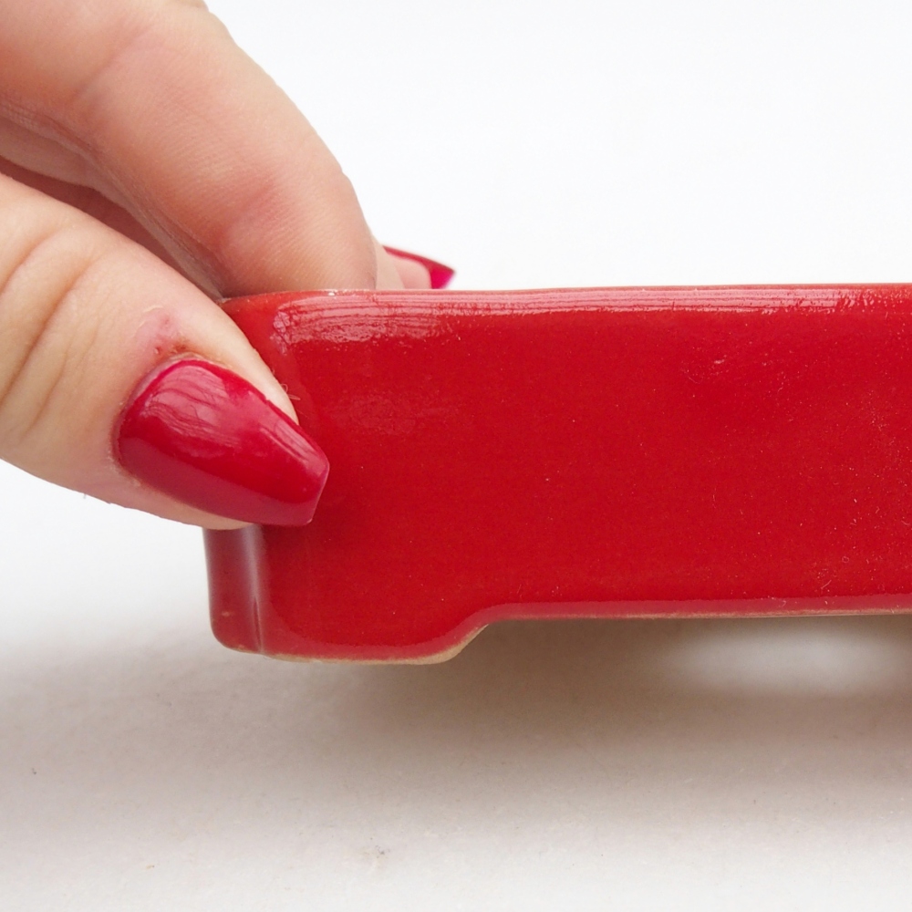 Ceramic bonsai bowl 11 x 9 x 3 cm, colour red