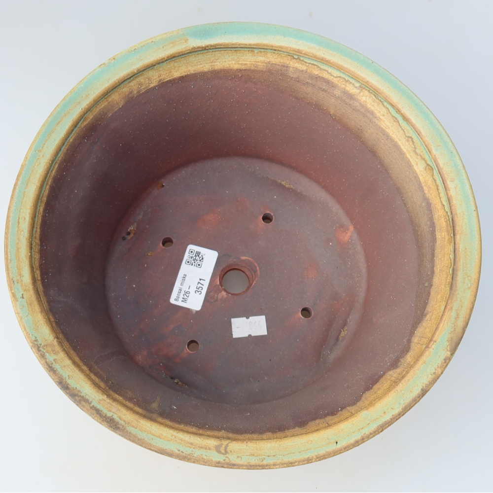 Ceramic bonsai pot, 24.5 x 24.5 x 11.5 cm, green