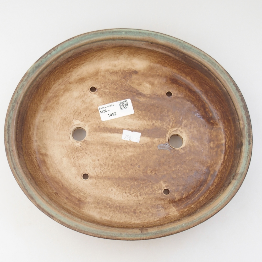 Ceramic bonsai bowl 26,5 x 23,5 x 5,5 cm, green