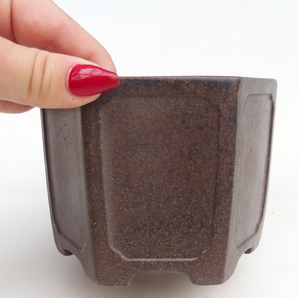 Ceramic bonsai bowl 11 x 10 x 8,5 cm, colour brownish ochre