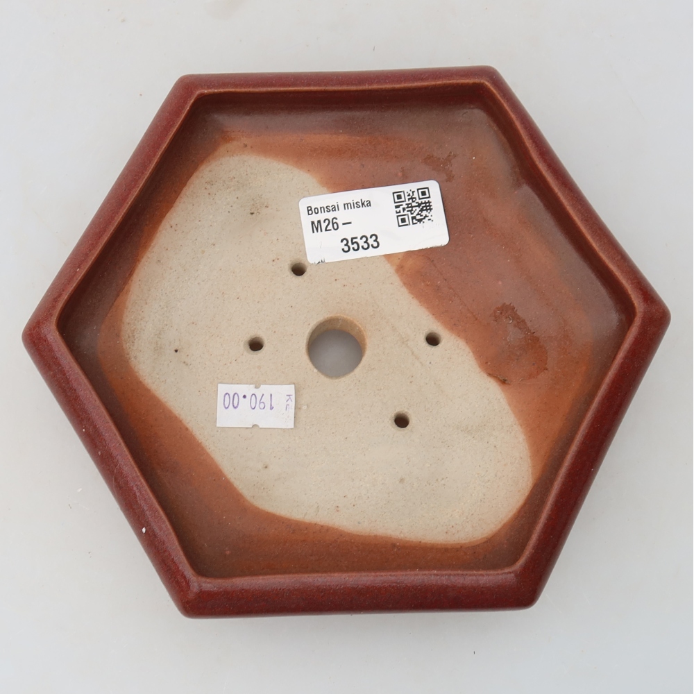Ceramic bonsai pot, 17 x 15 x 4 cm, burgundy