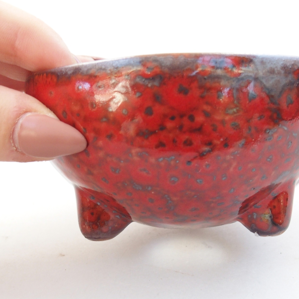 Ceramic bonsai bowl 9,5 x 9,5 x 5 cm, colour red