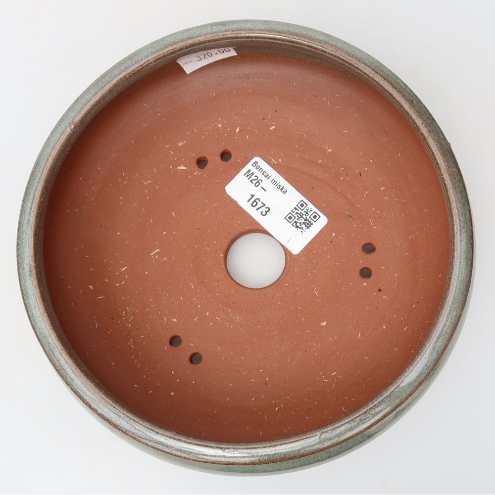 Ceramic bonsai pot, 16 x 16 x 5.5 cm, green