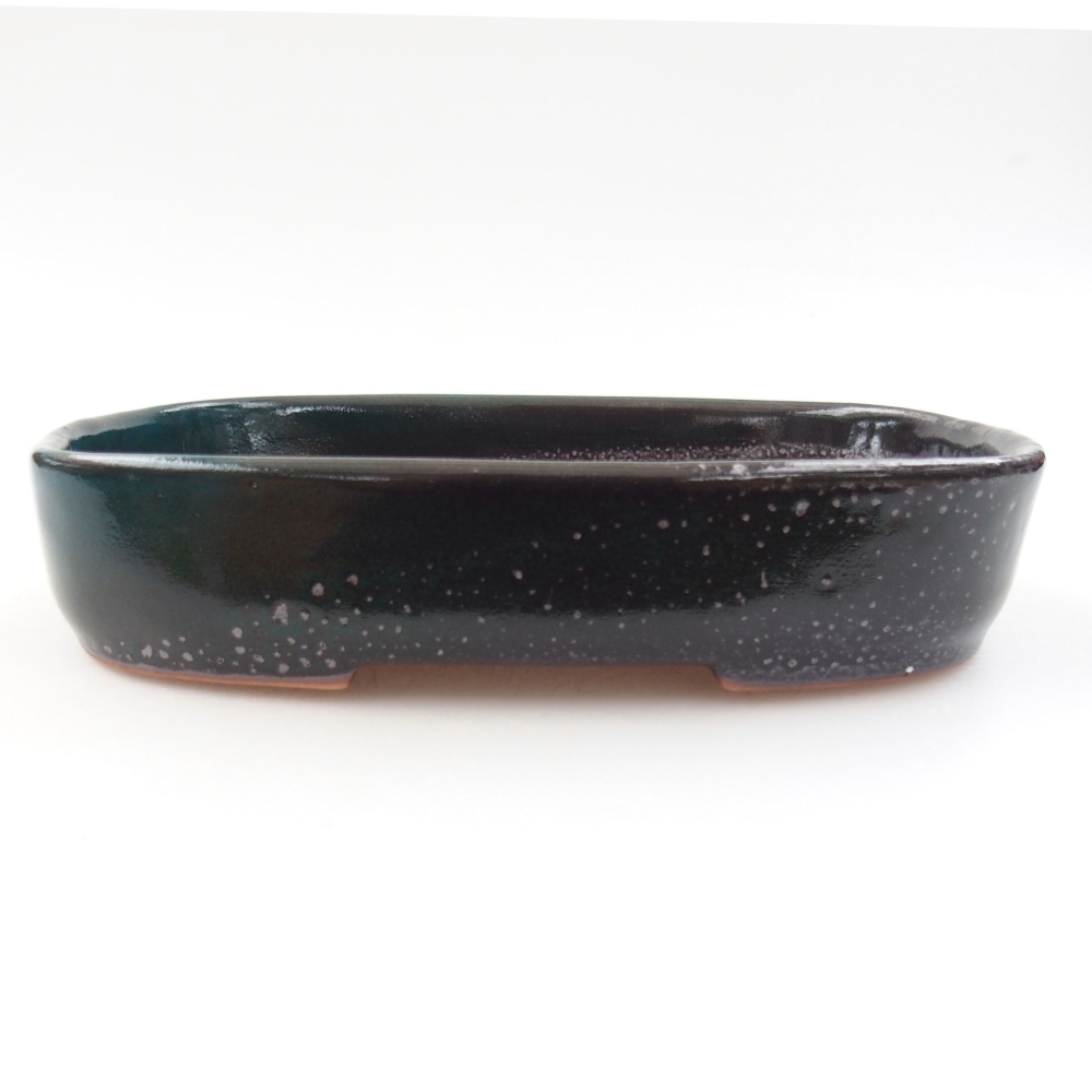 Ceramic bonsai bowl 16 x 11 x 3,5 cm, color green