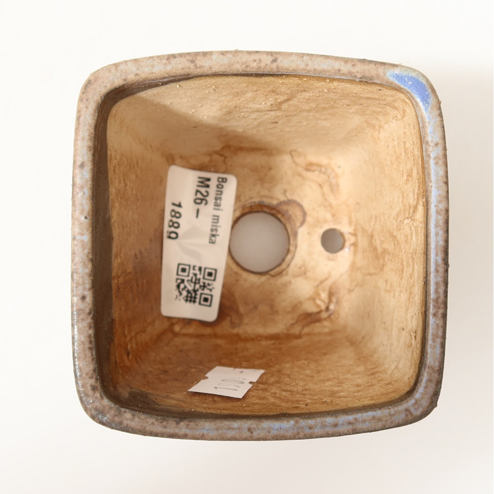 Ceramic bonsai pot, 7.5 x 7.5 x 7.5 cm, blue