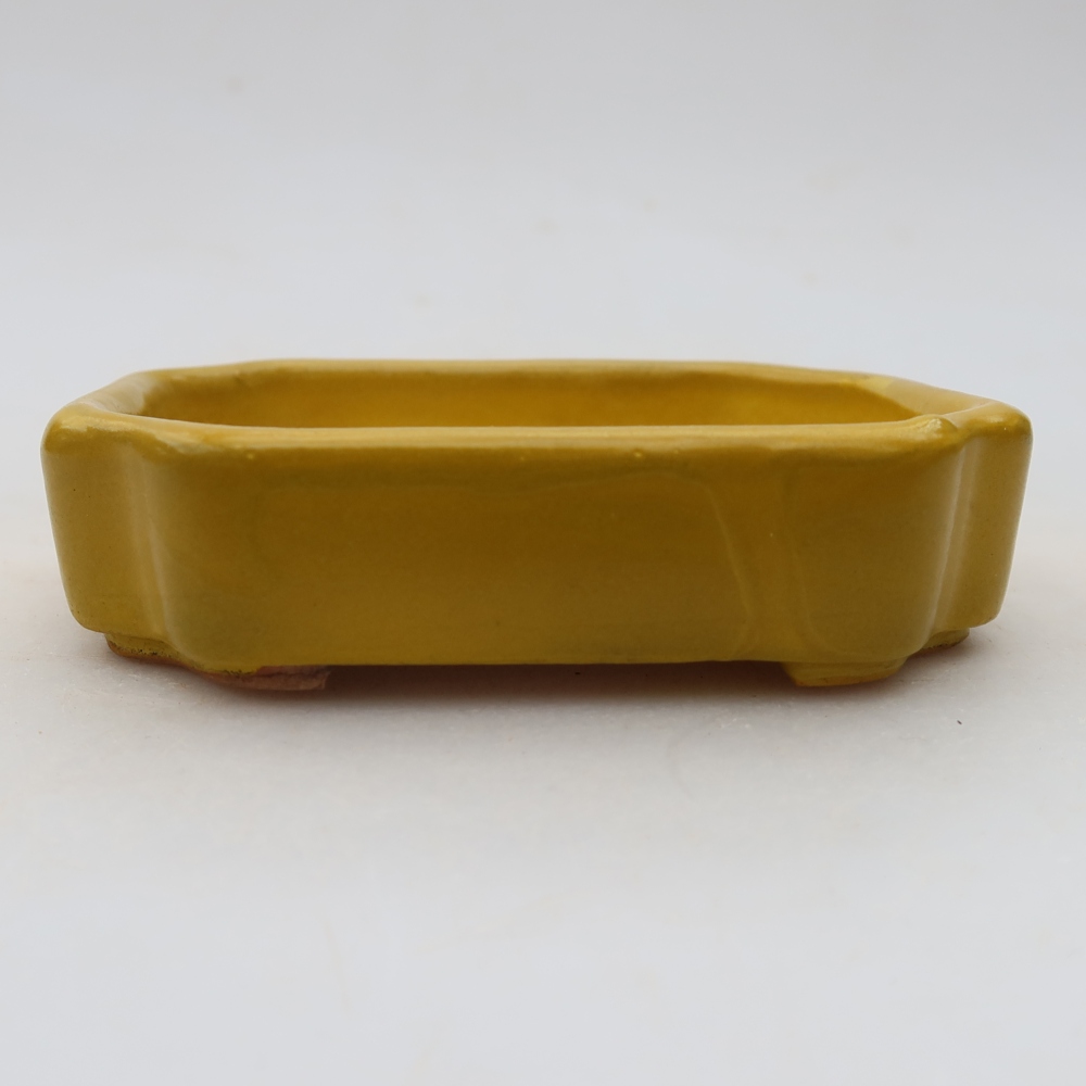 Ceramic bonsai pot, 10 x 8 x 2.5 cm, yellow