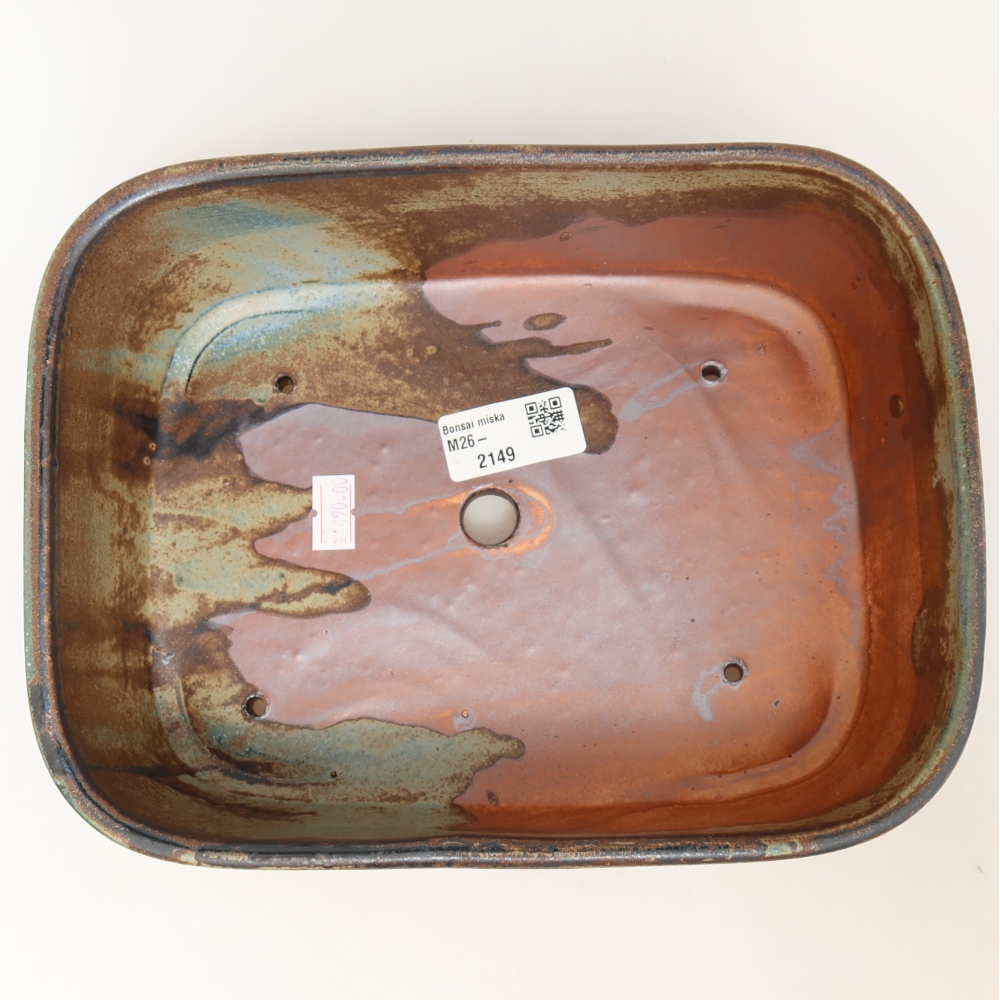 Ceramic bonsai pot, 23 x 17.5 x 7.5 cm, blue-brown