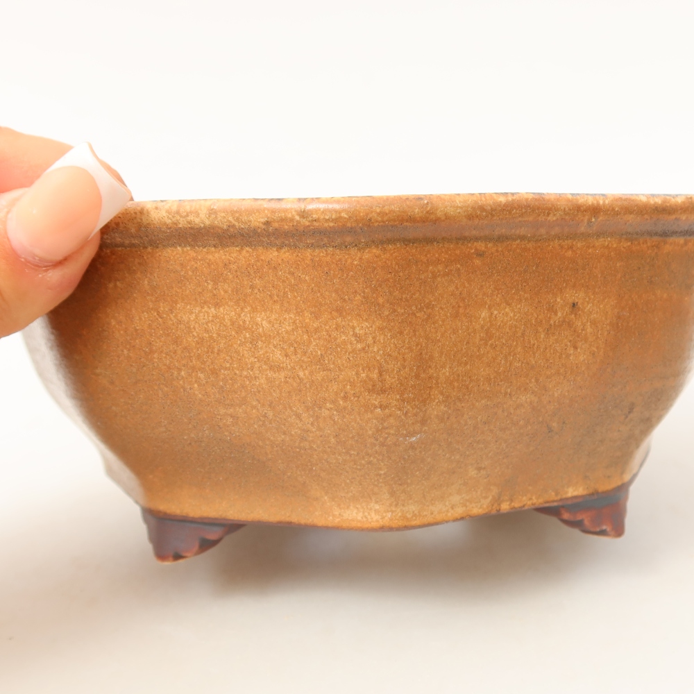Ceramic bonsai pot, 17 x 16 x 6.5 cm, pink