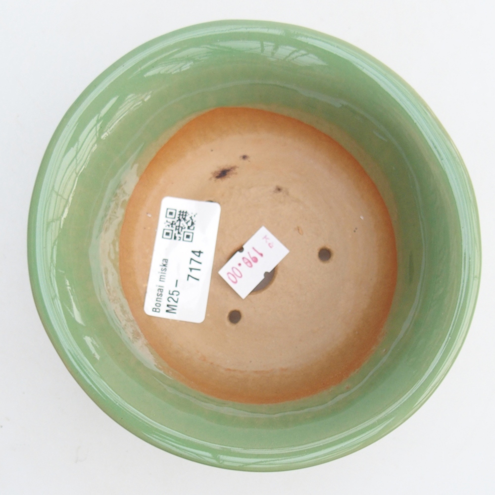Ceramic bonsai bowl 13 x 13 x 5 cm, green