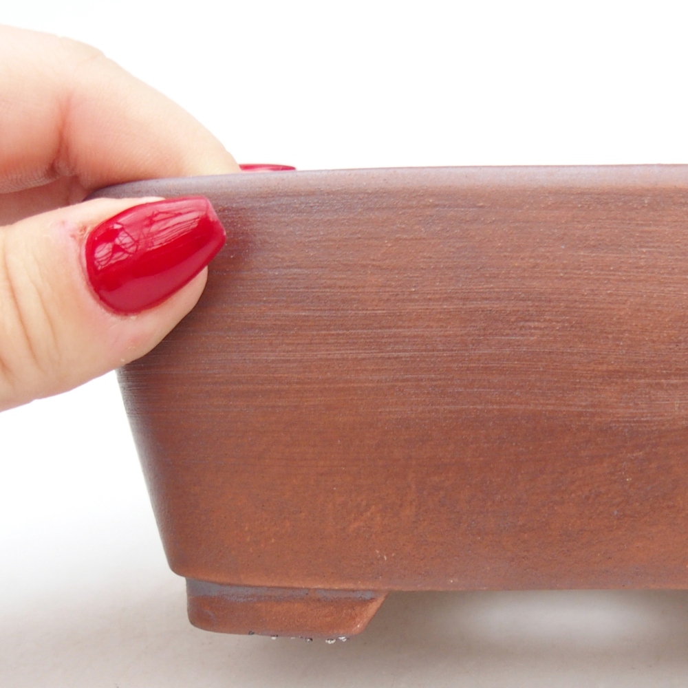 Ceramic bonsai bowl 13,5 x 10,5 x 6 cm, metal colour