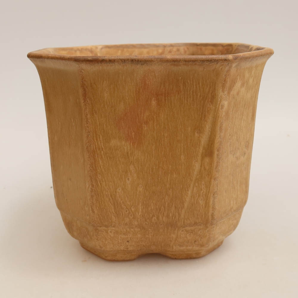 Ceramic bonsai pot, 17.5 x 17.5 x 15.5 cm, beige