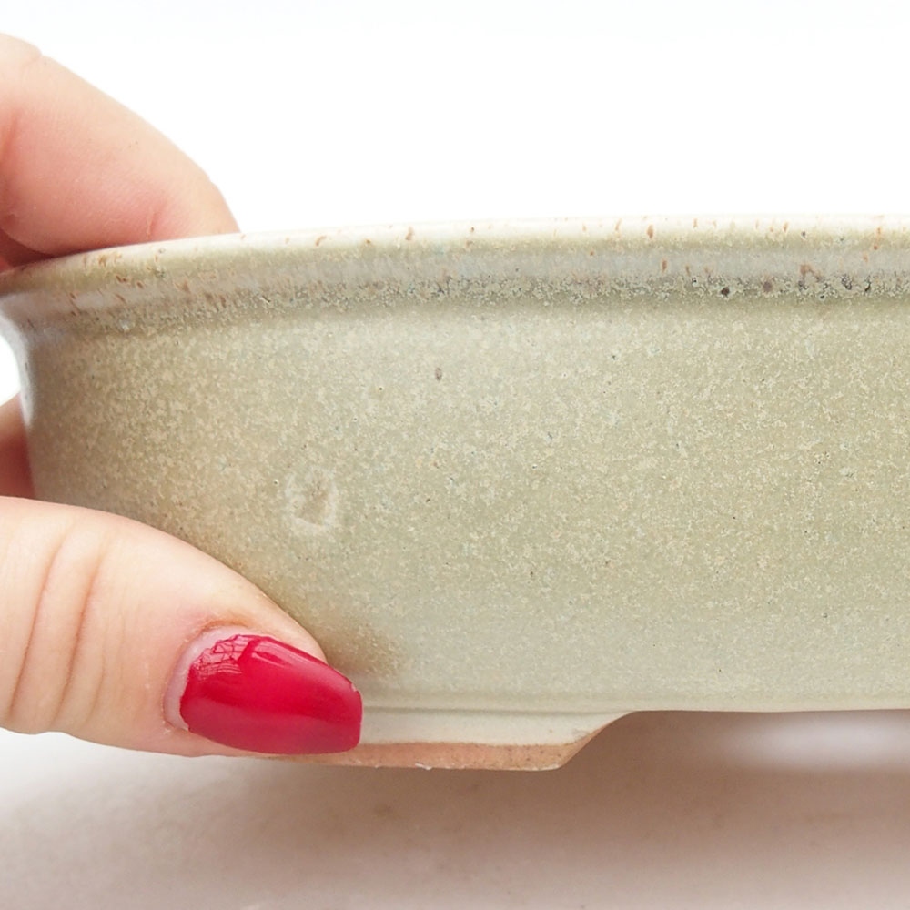 Ceramic bonsai bowl 19 x 14 x 5 cm, green