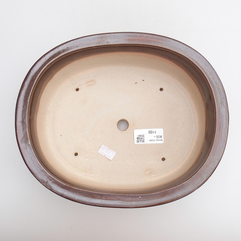 Ceramic bonsai bowl 25 x 20,5 x 8 cm, brown