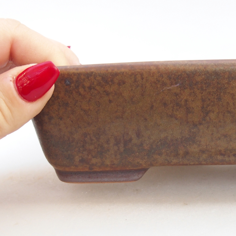 Ceramic bonsai bowl 18,5 x 13,5 x 3,5 cm, brown