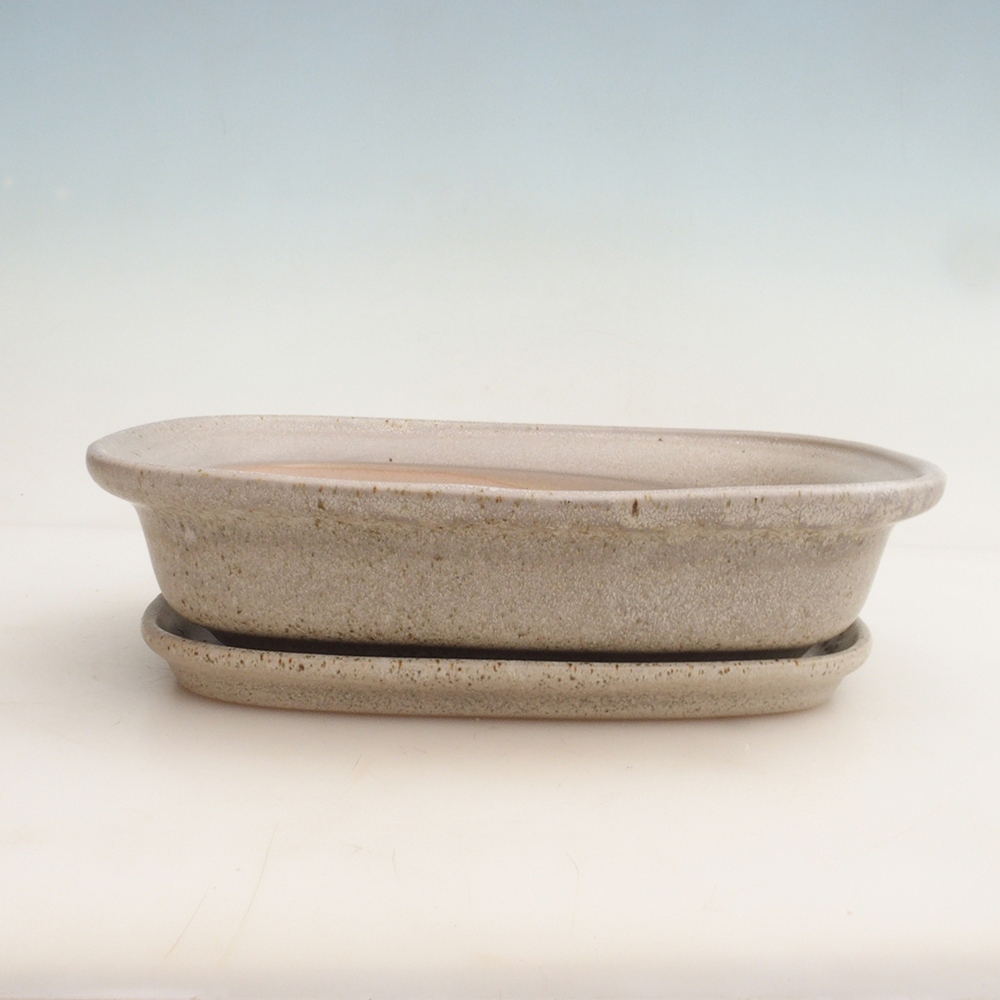 Bonsai bowl + saucer H25 - 23 x 17 x 5.5 cm. - beige