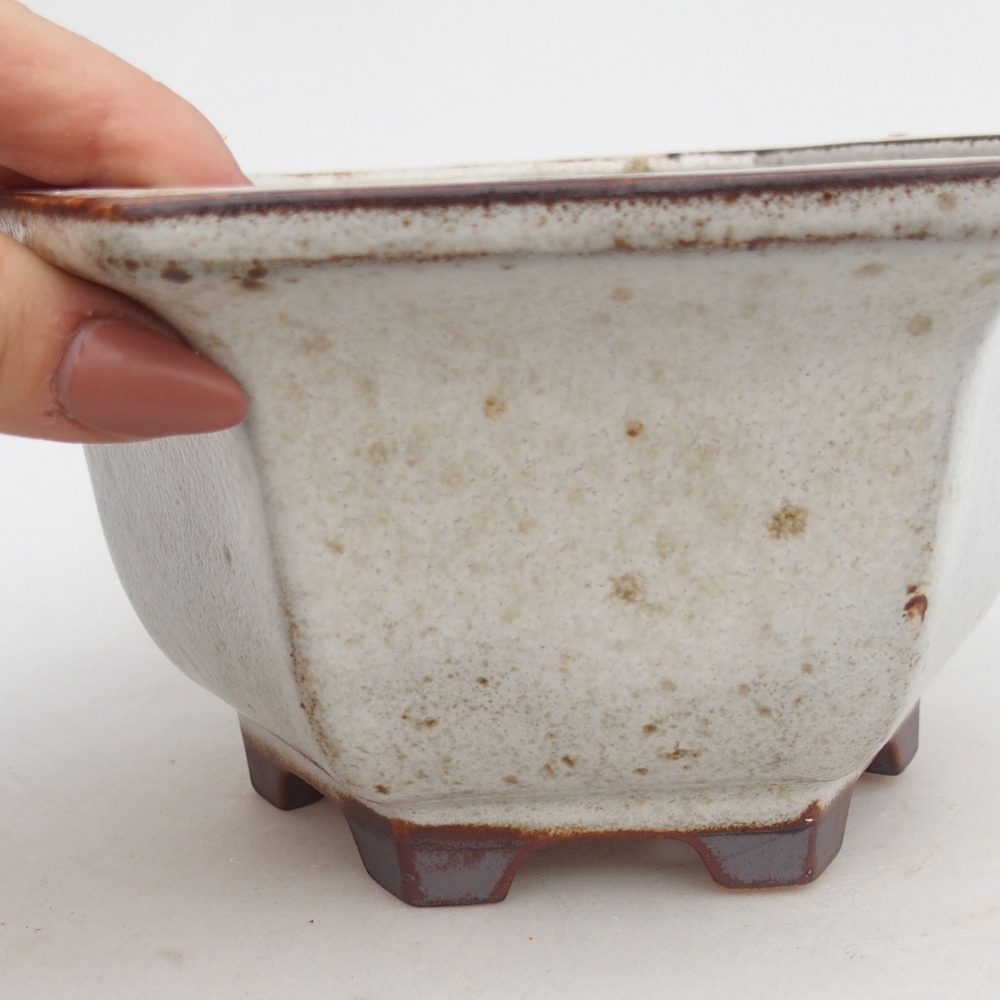 Ceramic bonsai bowl 18,5 x 16,5 x 9 cm, white