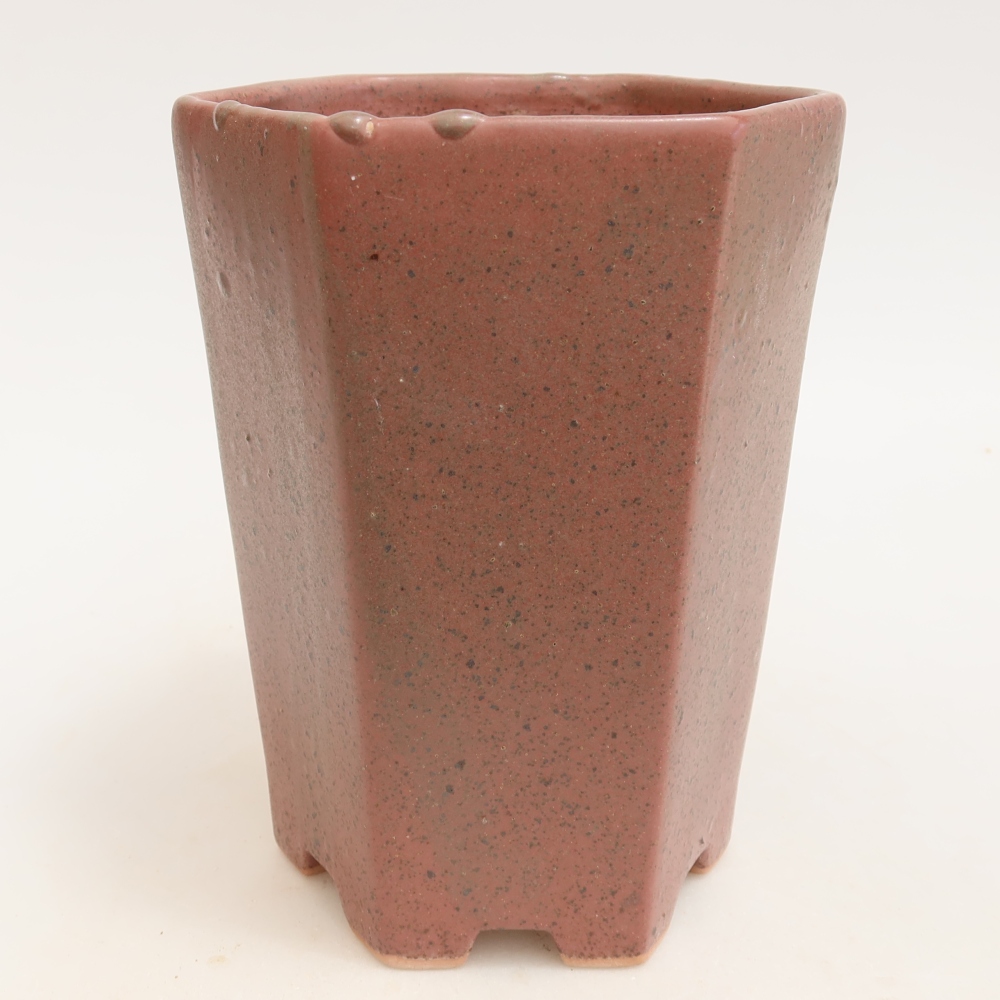 Ceramic bonsai pot, 13 x 12 x 17 cm, pink