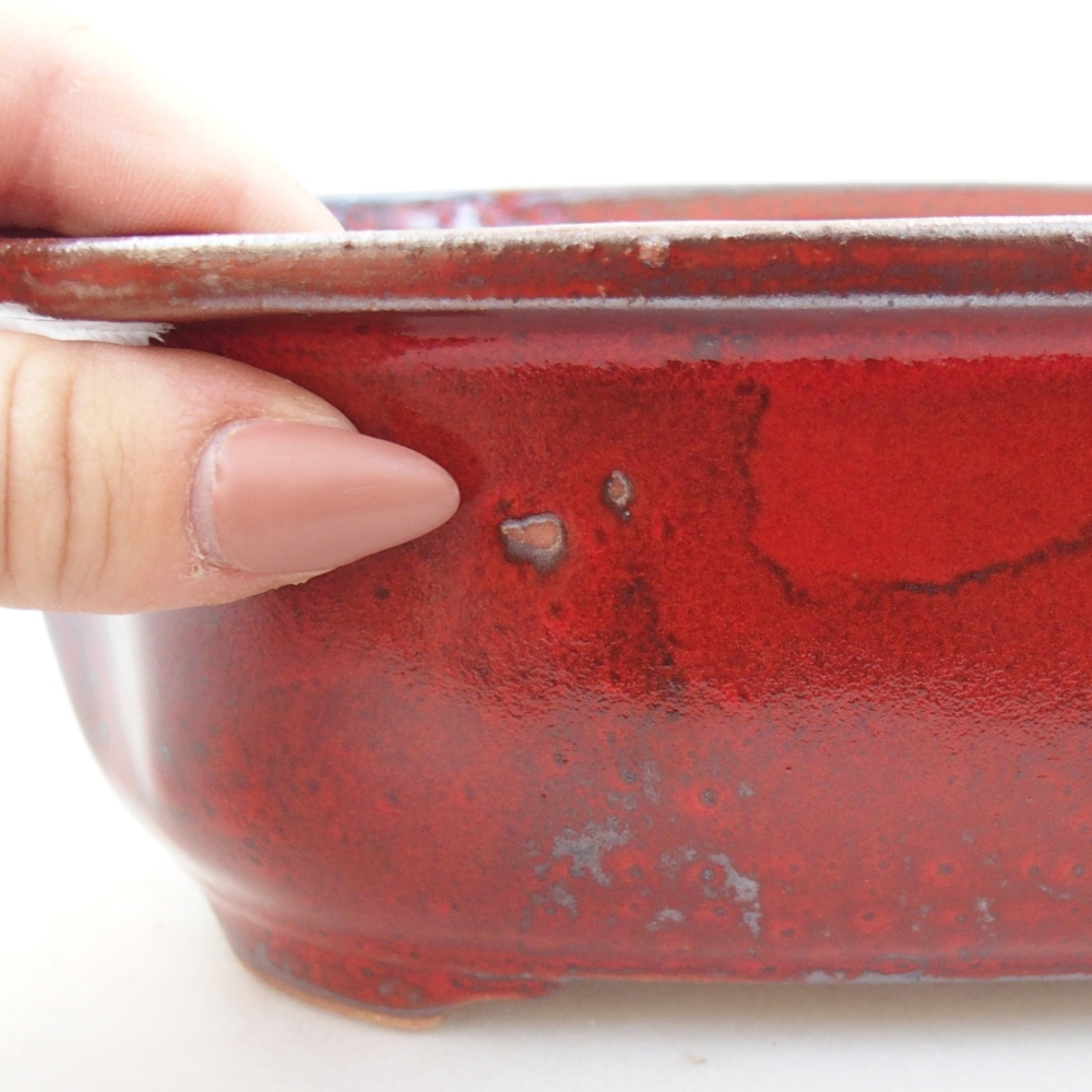Ceramic bonsai bowl 22 x 18 x 7 cm, colour red
