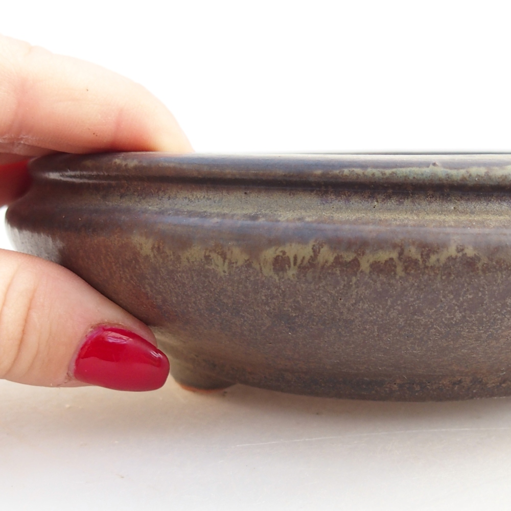 Ceramic bonsai bowl 16 x 16 x 5 cm, brown