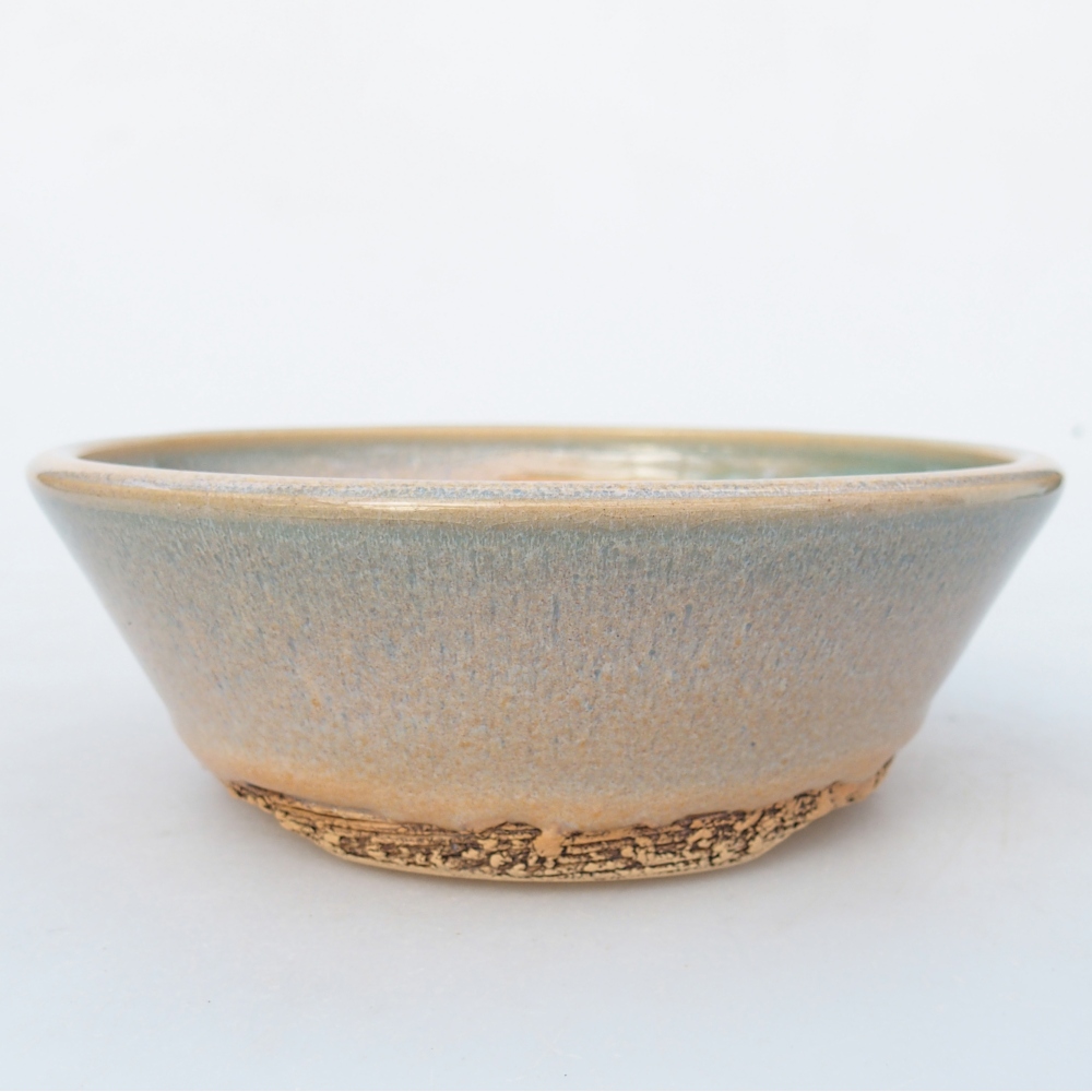 Ceramic bonsai bowl 14,5 x 14,5 x 5 cm, green-brown