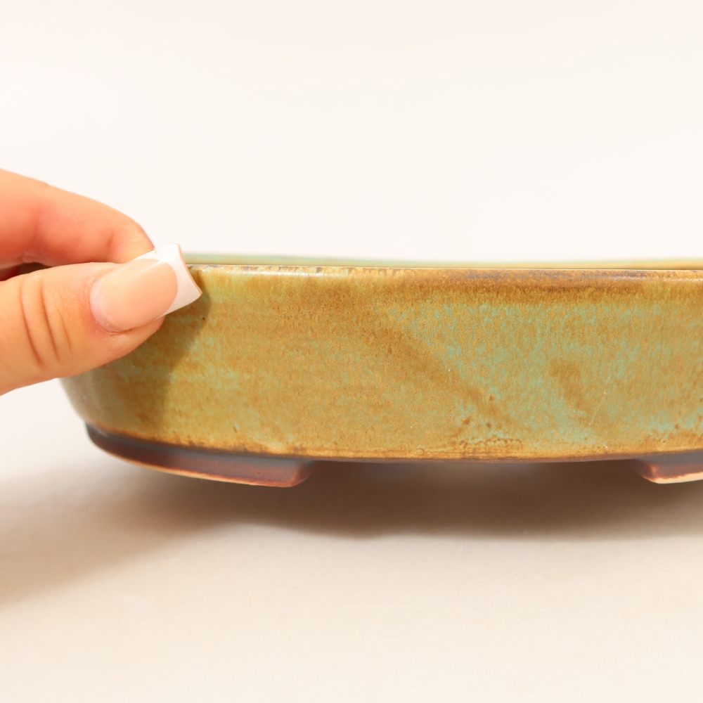 Ceramic bonsai bowl 22,5 x 20 x 4,5 cm, green