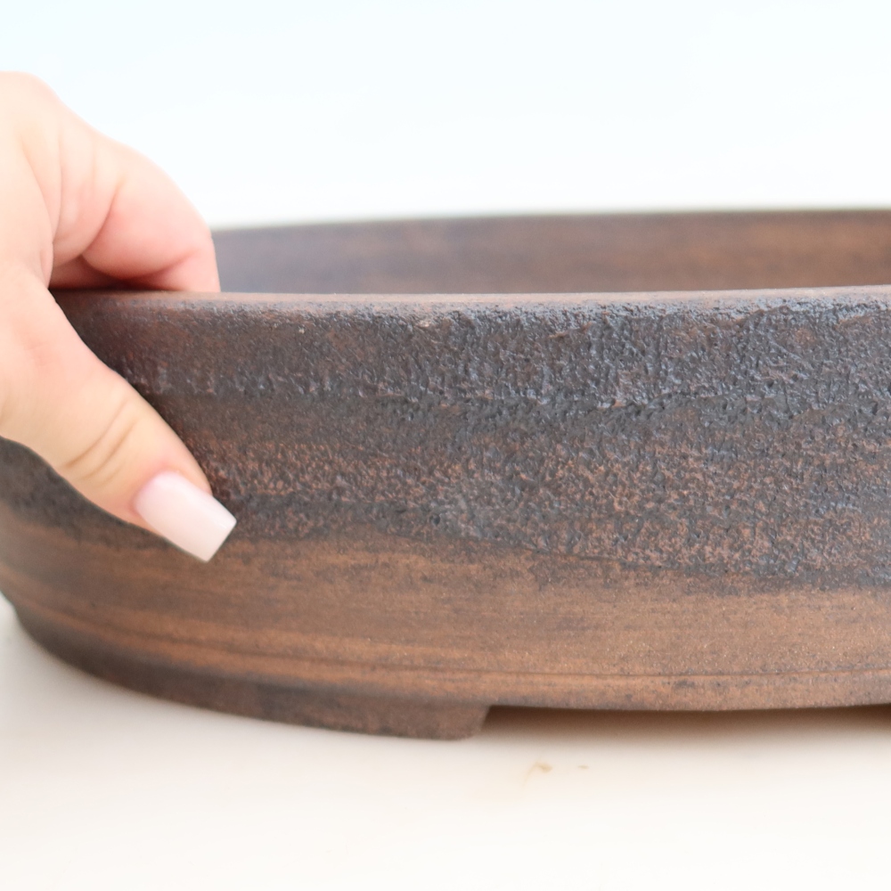 Ceramic bonsai pot, 38 x 30 x 8.5 cm, brown