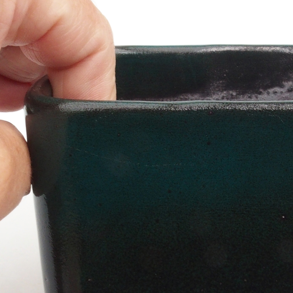 Ceramic bonsai bowl 10 x 10 x 8 cm, color green