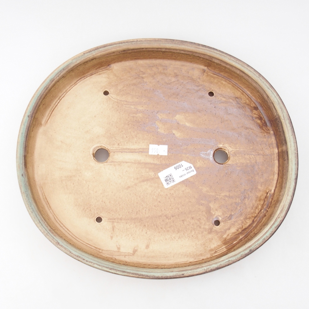 Ceramic bonsai bowl 30,5 x 27 x 4 cm, green