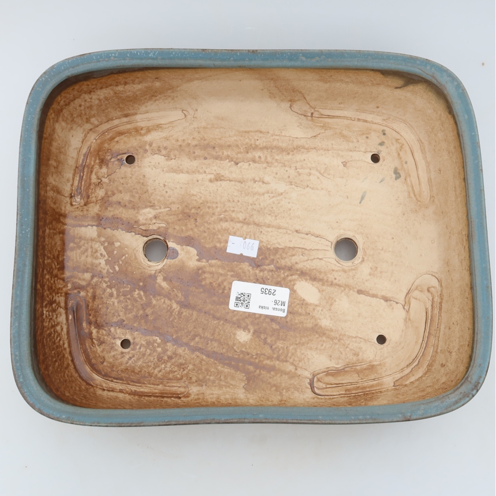 Ceramic bonsai pot, 29 x 23.5 x 7.5 cm, blue
