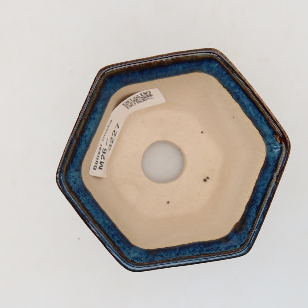 Ceramic bonsai pot, 7 x 6.5 x 5 cm, blue
