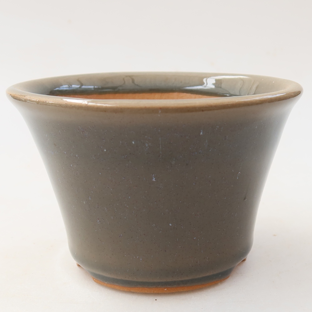 Ceramic bonsai pot, 11 x 11 x 7 cm, gray
