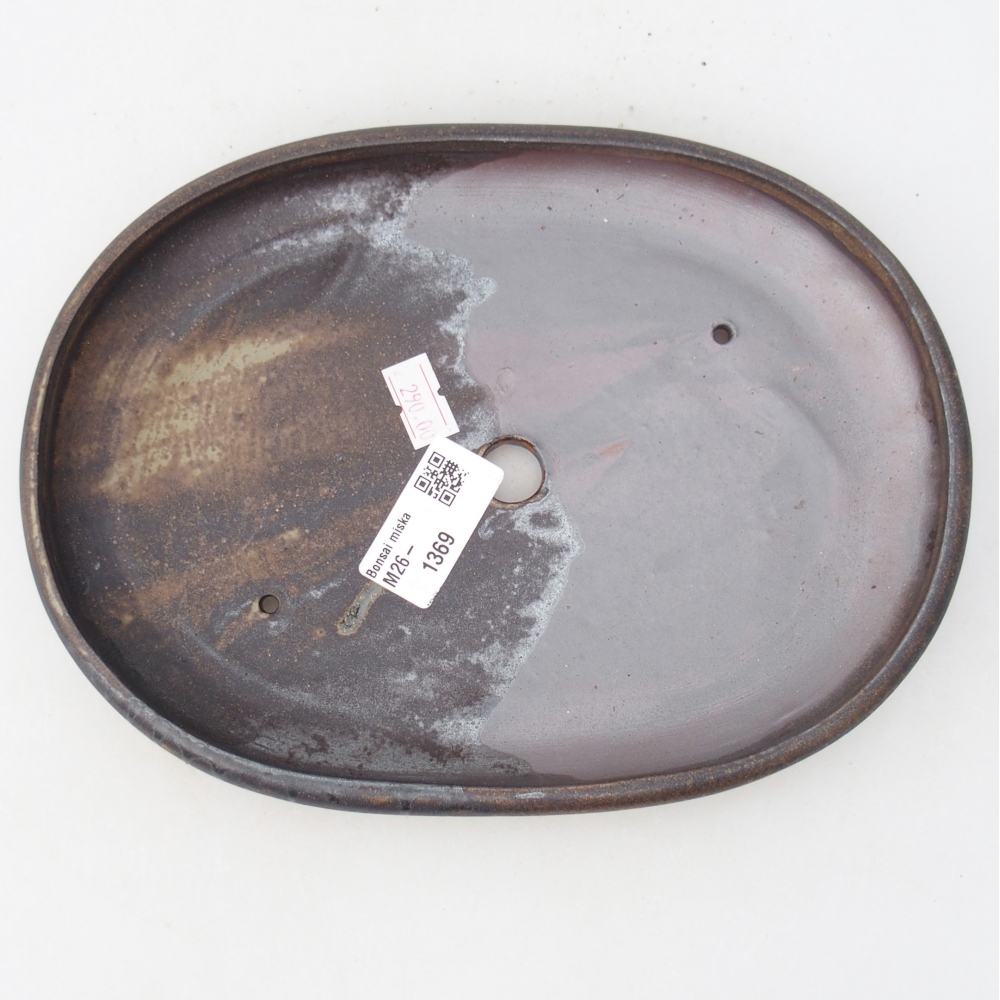 Ceramic bonsai bowl 22,5 x 16,5 x 3 cm, brown