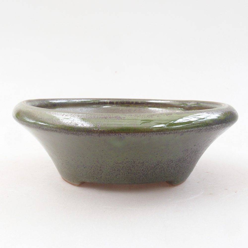 Ceramic bonsai bowl 13,5 x 13,5 x 5 cm, color green
