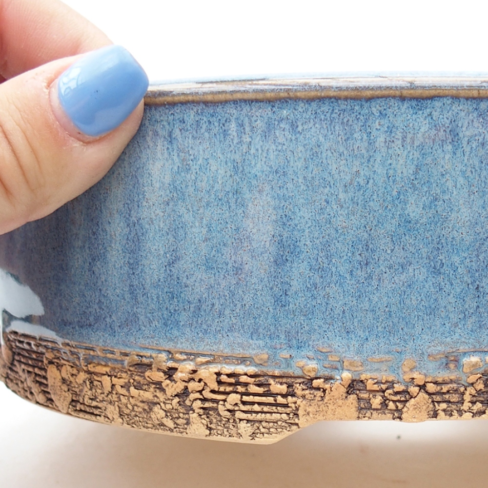 Ceramic bonsai bowl 19 x 19 x 6 cm, color blue