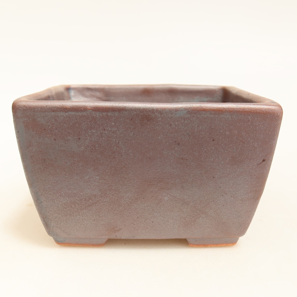 Ceramic bonsai pot, 10.5 x 10.5 x 6.5 cm, metallic color
