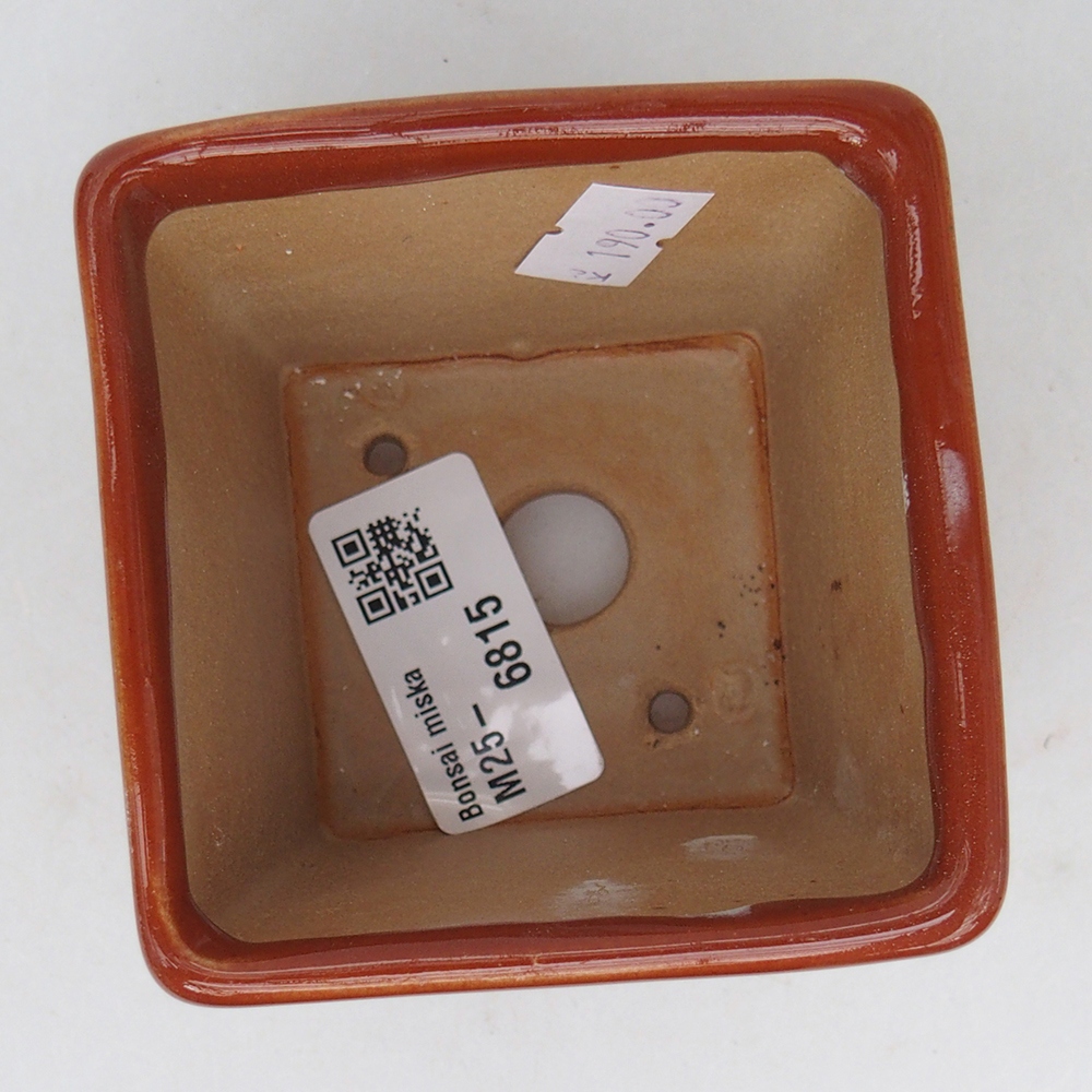 Ceramic bonsai bowl 7,5 x 7,5 x 7 cm, brown