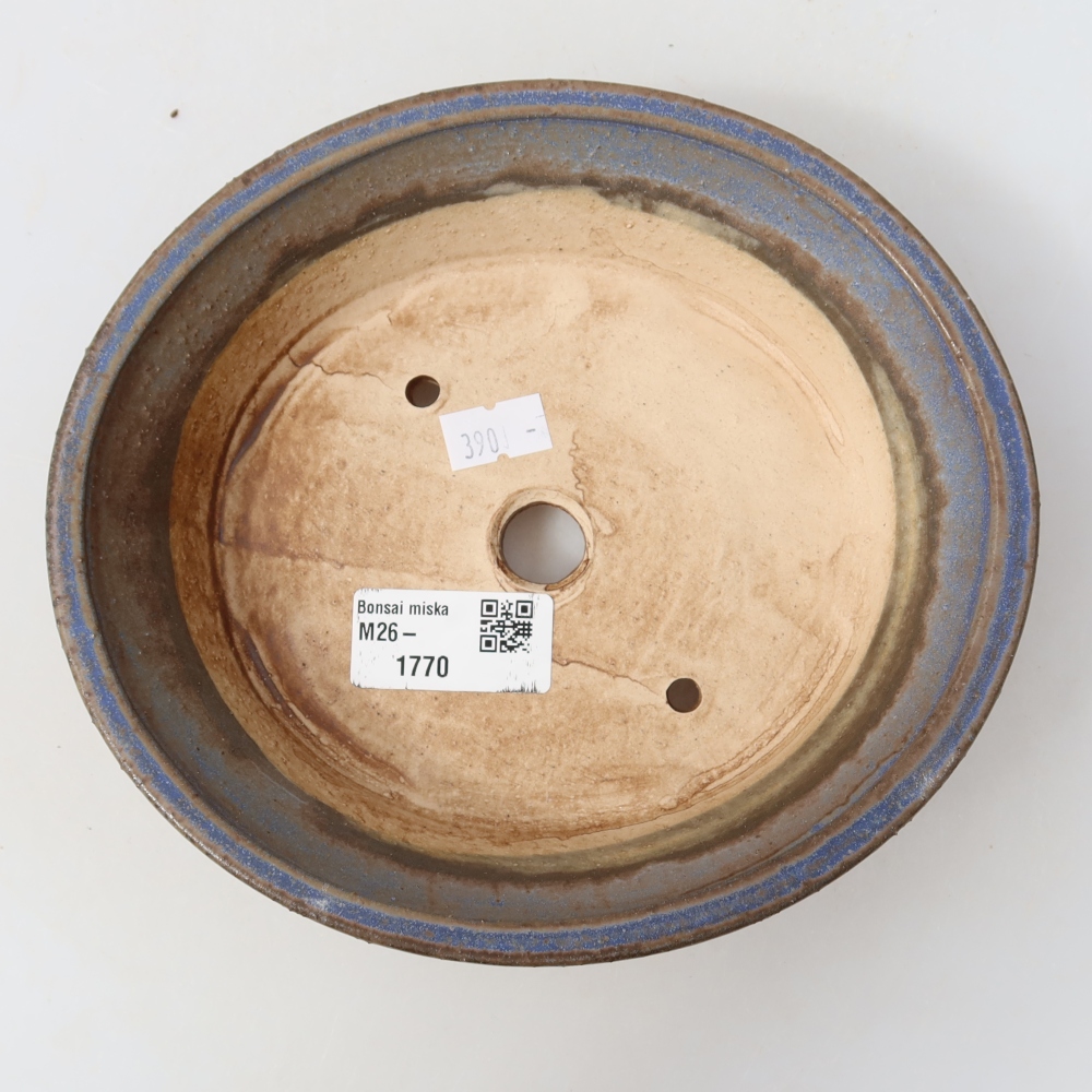 Ceramic bonsai pot, 17.5 x 16.5 x 5 cm, blue