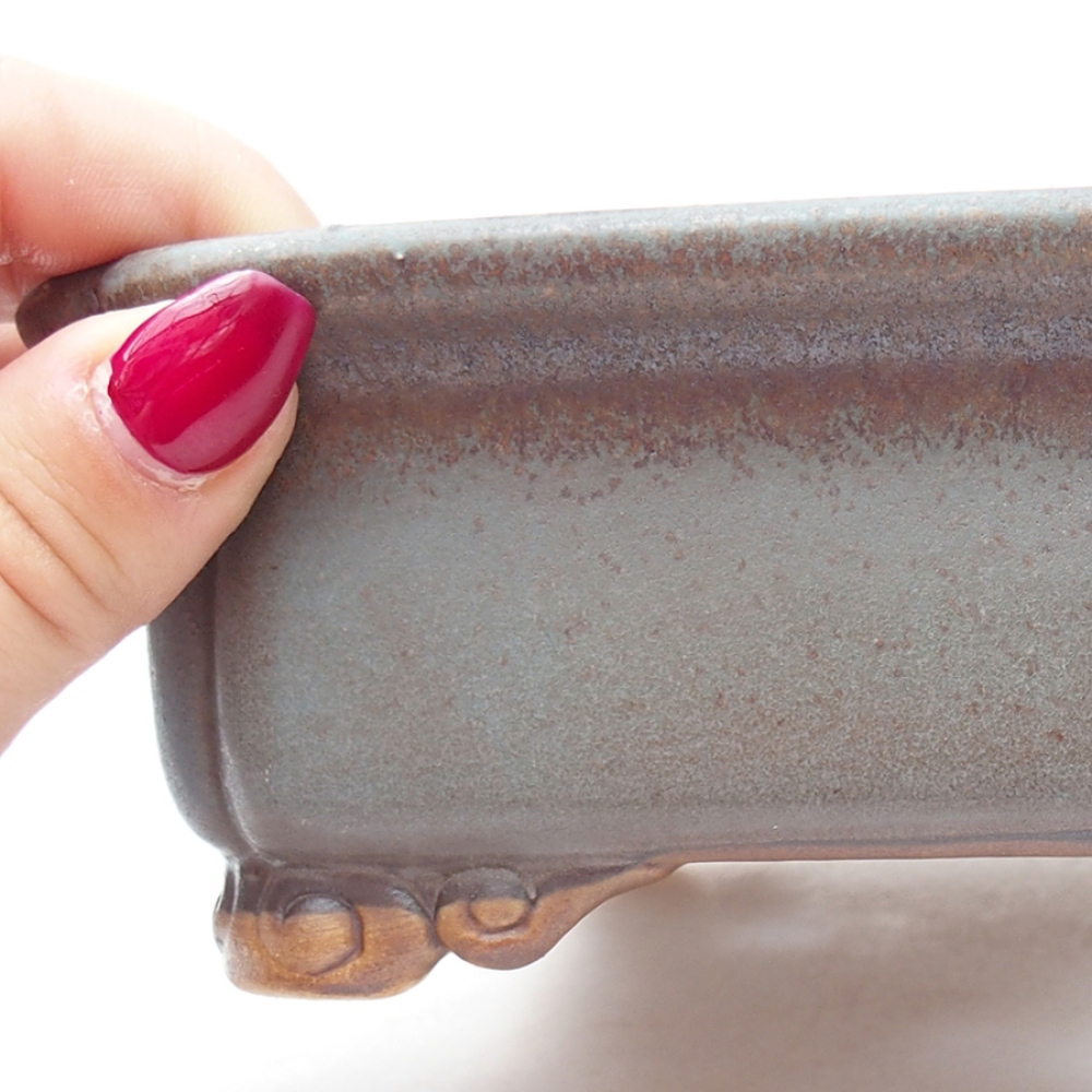 Ceramic bonsai bowl 19,5 x 16,5 x 6 cm, color blue