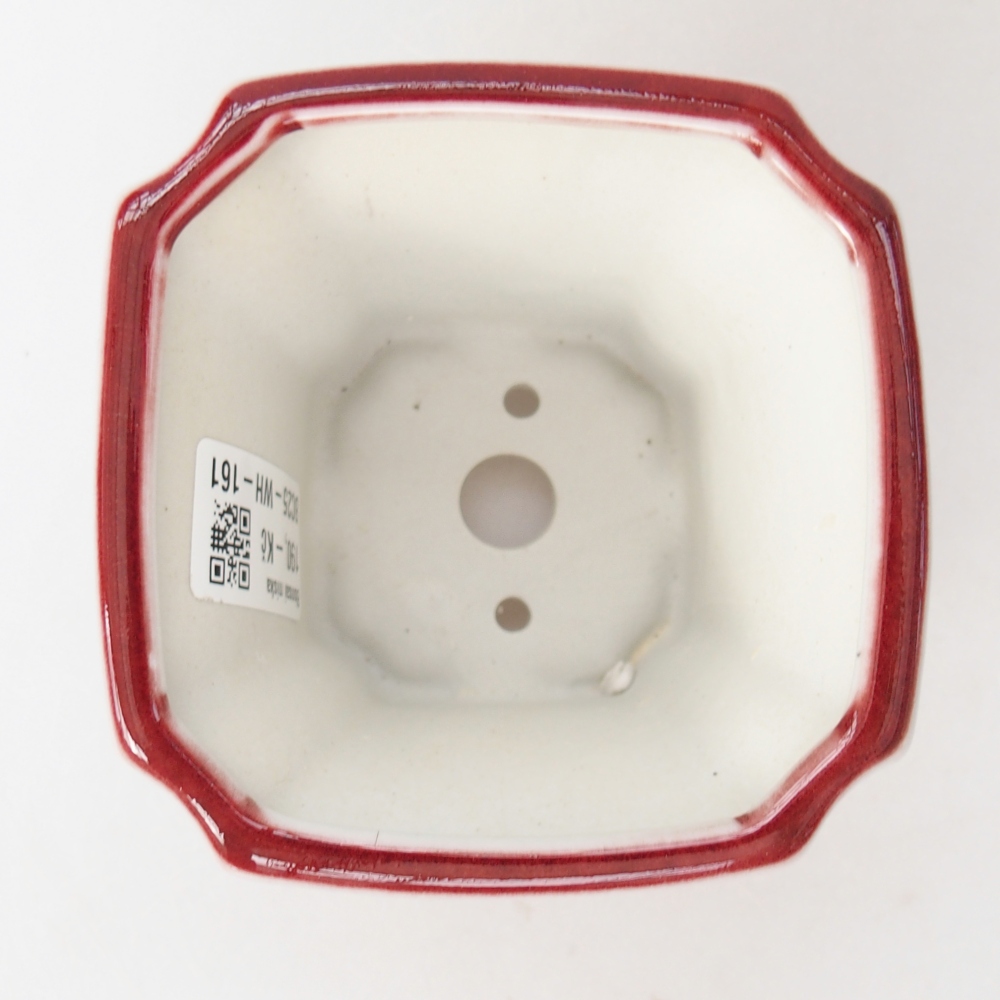 Ceramic bonsai bowl 10 x 10 x 7 cm, colour red