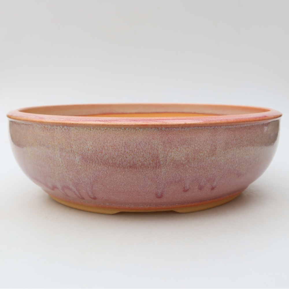 Ceramic bonsai pot, 26.5 x 26.5 x 7.5 cm, pink