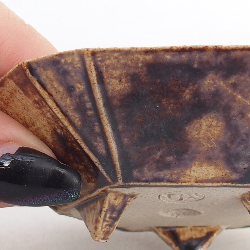 Ceramic bonsai bowl 8,5 x 8 x 2,5 cm, brown