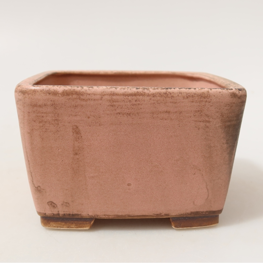 Ceramic bonsai pot, 10.5 x 10.5 x 7 cm, pink