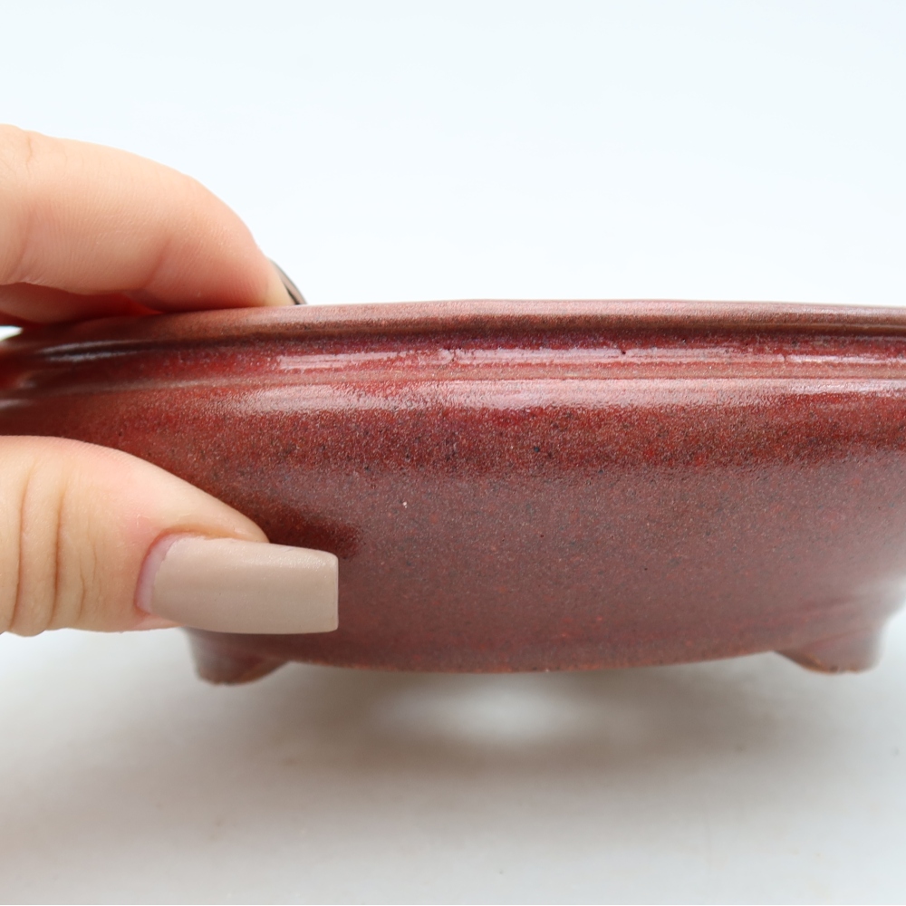 Ceramic bonsai pot, 15 x 15 x 5 cm, burgundy