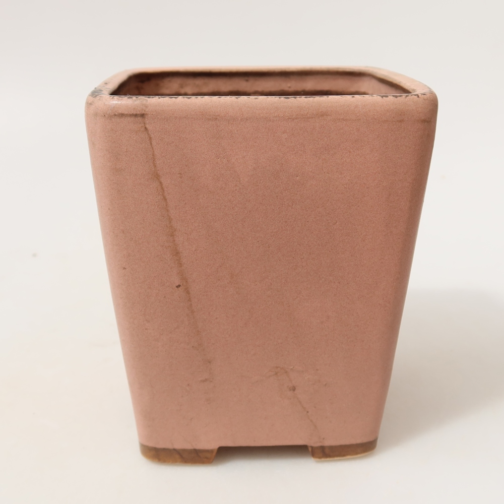 Ceramic bonsai pot, 10.5 x 10.5 x 12 cm, pink