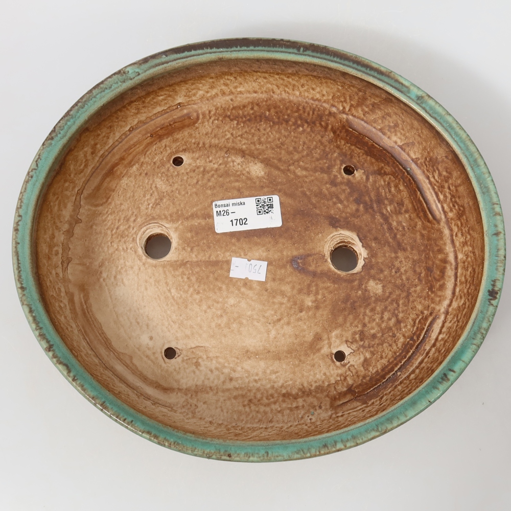 Ceramic bonsai bowl 26,5 x 24 x 5,5 cm, green