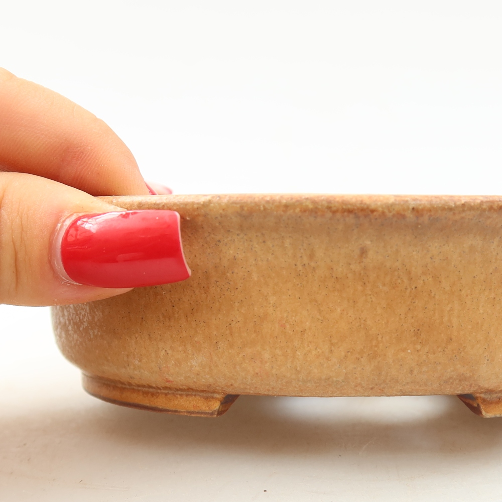 Ceramic bonsai pot, 12.5 x 11.5 x 3.5 cm, pink