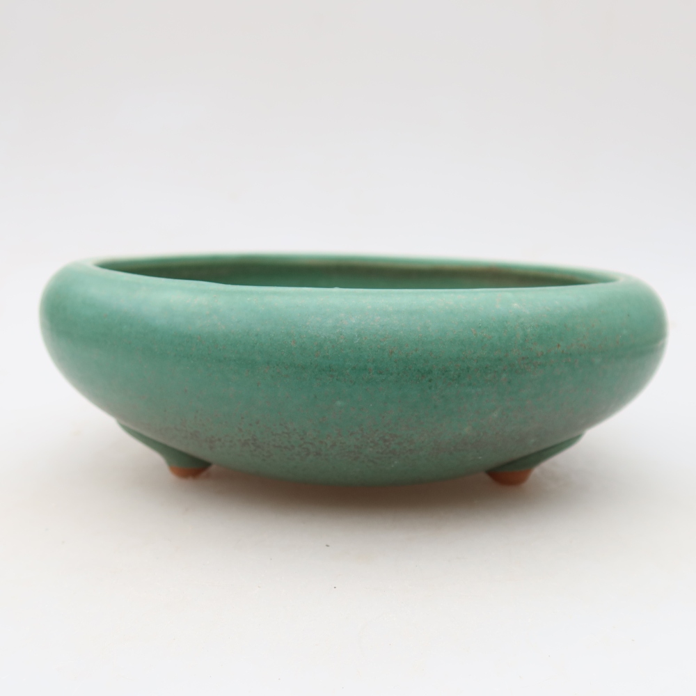Ceramic bonsai pot, 20 x 20 x 7.5 cm, green