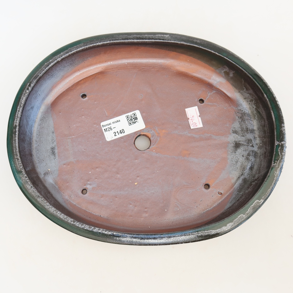 Ceramic bonsai bowl 24,5 x 20 x 4 cm, green